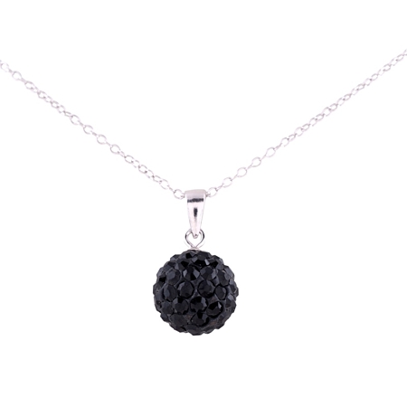 Sterling silver 10mm Black Crystal Shamballa Pendant - Click Image to Close